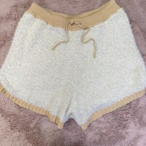 Sabo Skirt Textured Knit Lounge Shorts –‎ Cream, loungewear, beach, springbreak